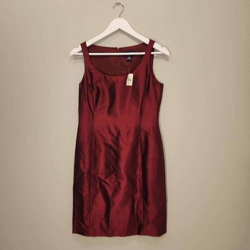 Ann Taylor Dress Silk Sheath Red Classic Timeless NYE Party Glam - Size 6P